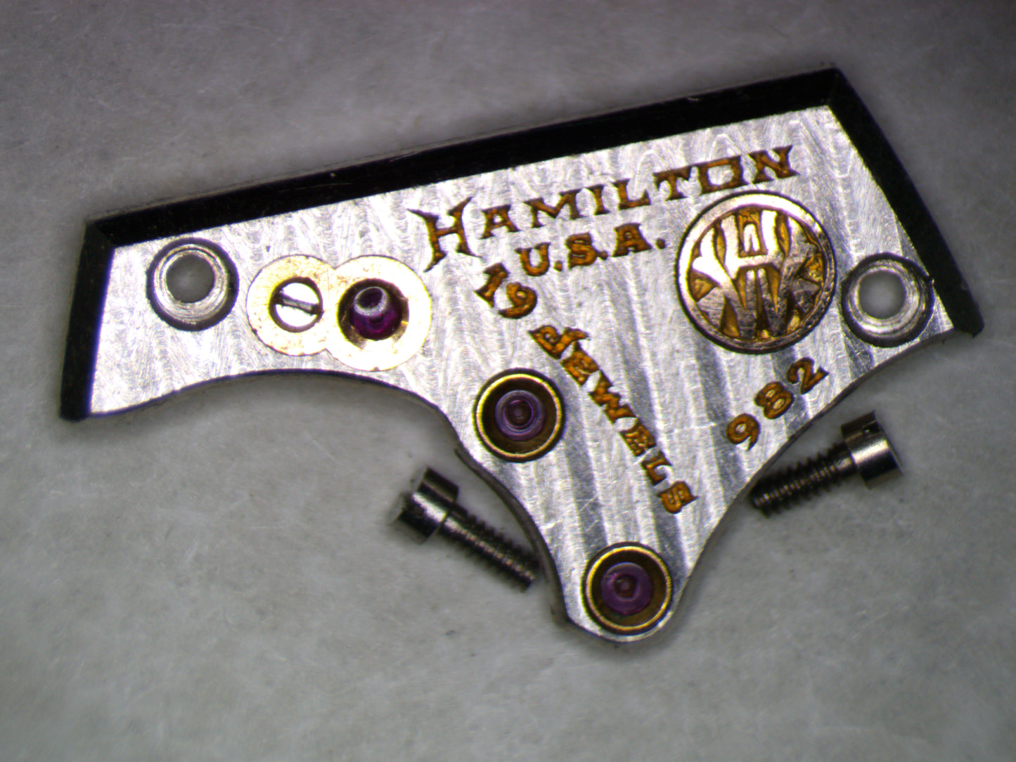 Hamilton 982 0110 Train Wheel Bridge, gold text w/screws