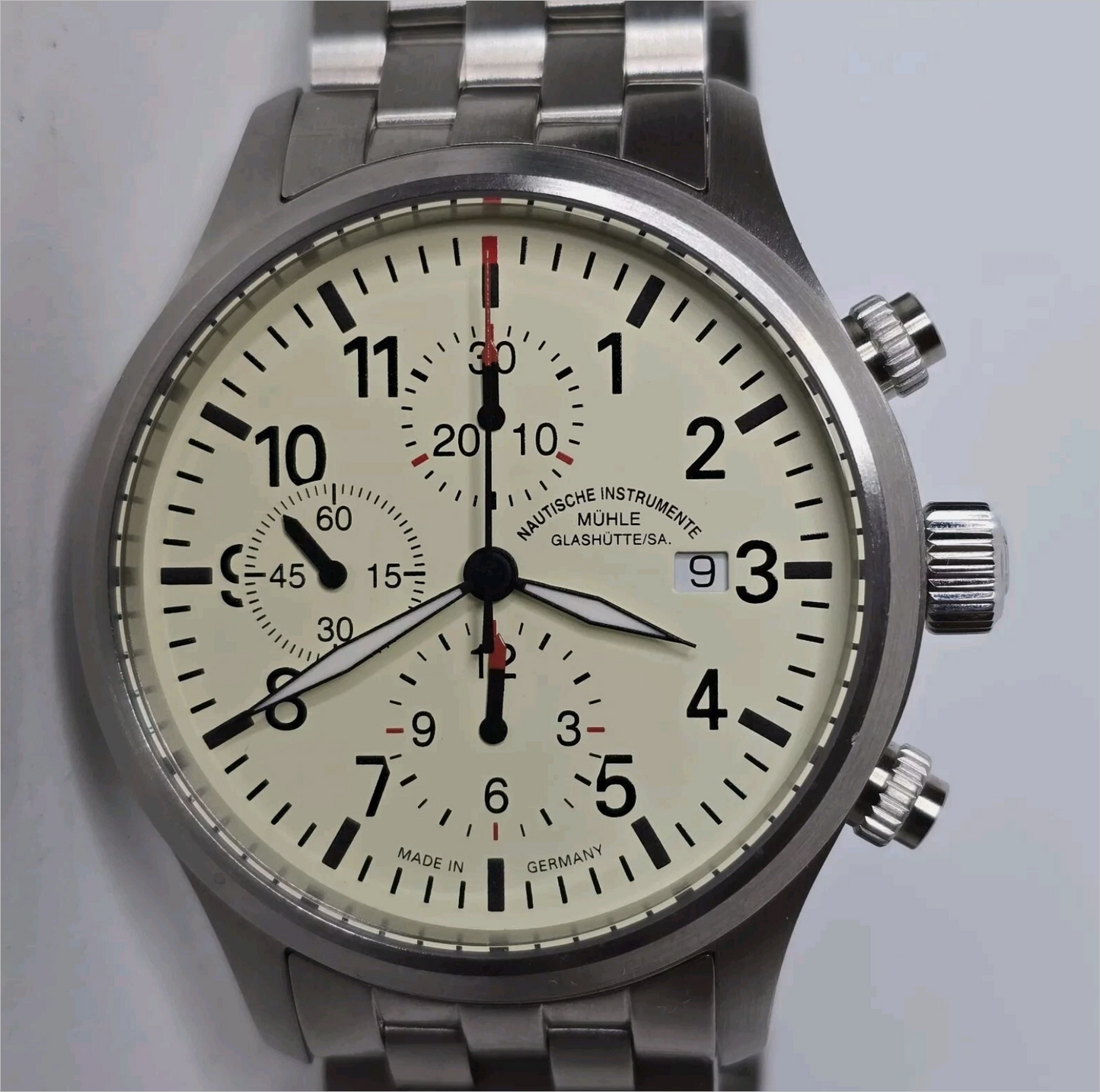 Muhle Glashutte Terrasport I Automatic Chronograph Watch M1-377-70 Cream Dial