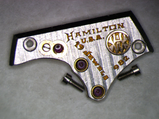 Hamilton 982 0110 Train Wheel Bridge, gold text w/screws