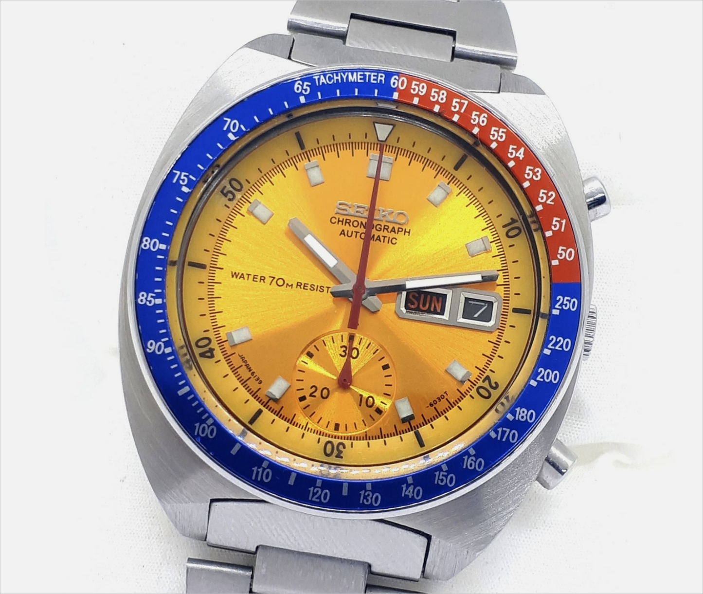 Seiko 6139-6002 Pogue Pepsi Bezel, Rare Water 70M Resist Dial, Japan Made Watch