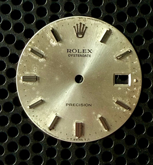 Rolex Mens 34mm Oysterdate Precision Silver Dial Silver Stick Ref 6694/6494