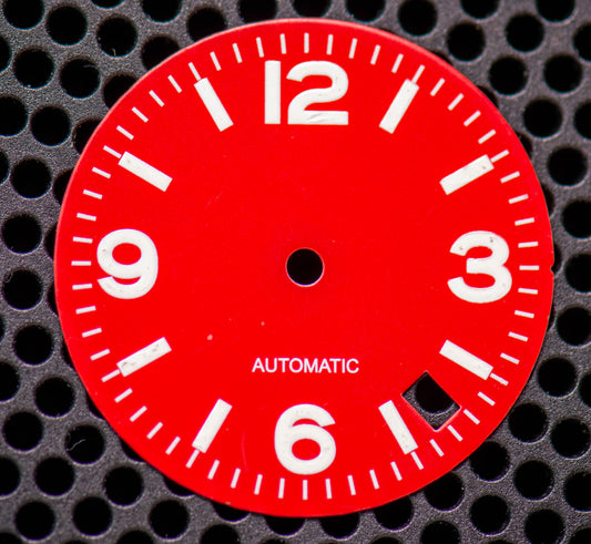 Seiko NH34/35 Aftermarket dial 28.5mm Dial, red, date @4.5