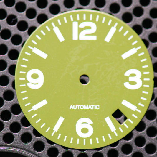 Seiko NH34/35 Aftermarket dial 28.5mm Dial, green date 4.5h